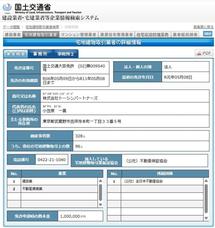 宅建業者等企業情報検索システム