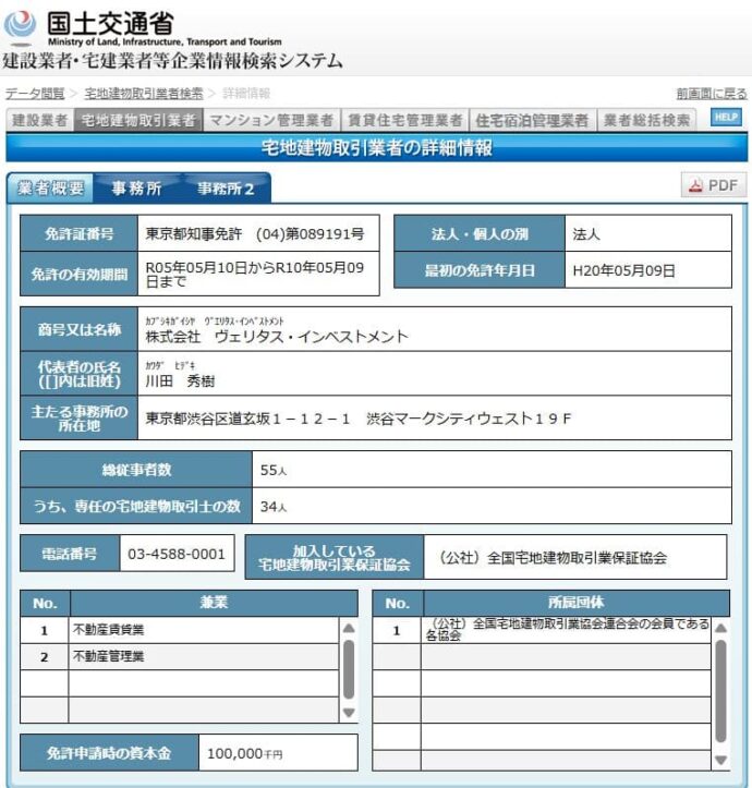 国土交通省 宅建業者等企業情報検索システム