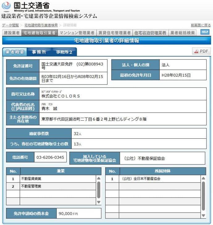 宅建業者等企業情報検索システム