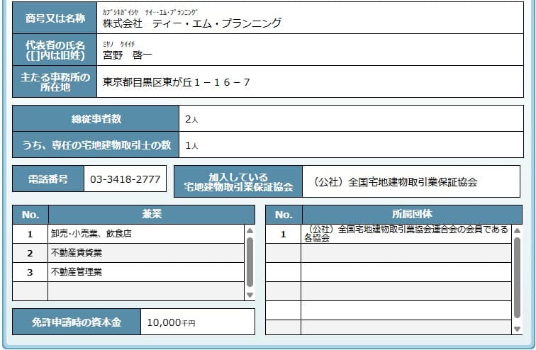 宅建業者検索【ティー・エム・プランニング】