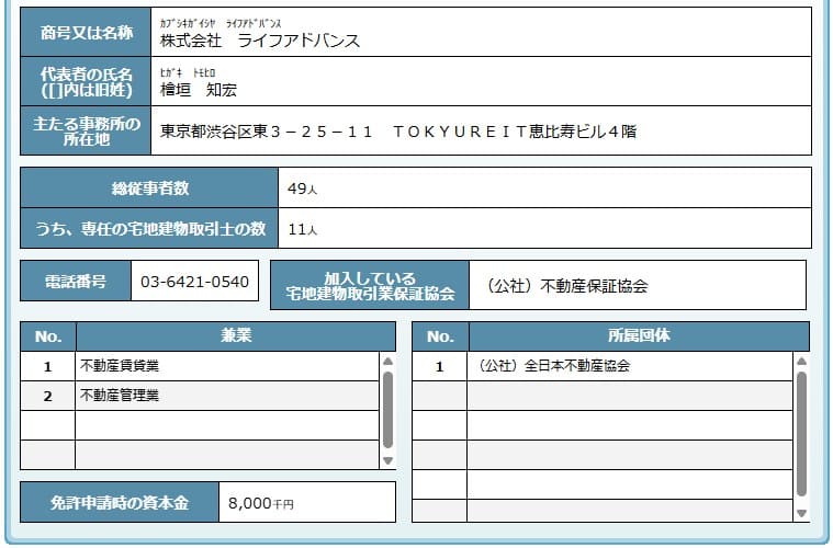 宅建業者検索【ライフアドバンス】